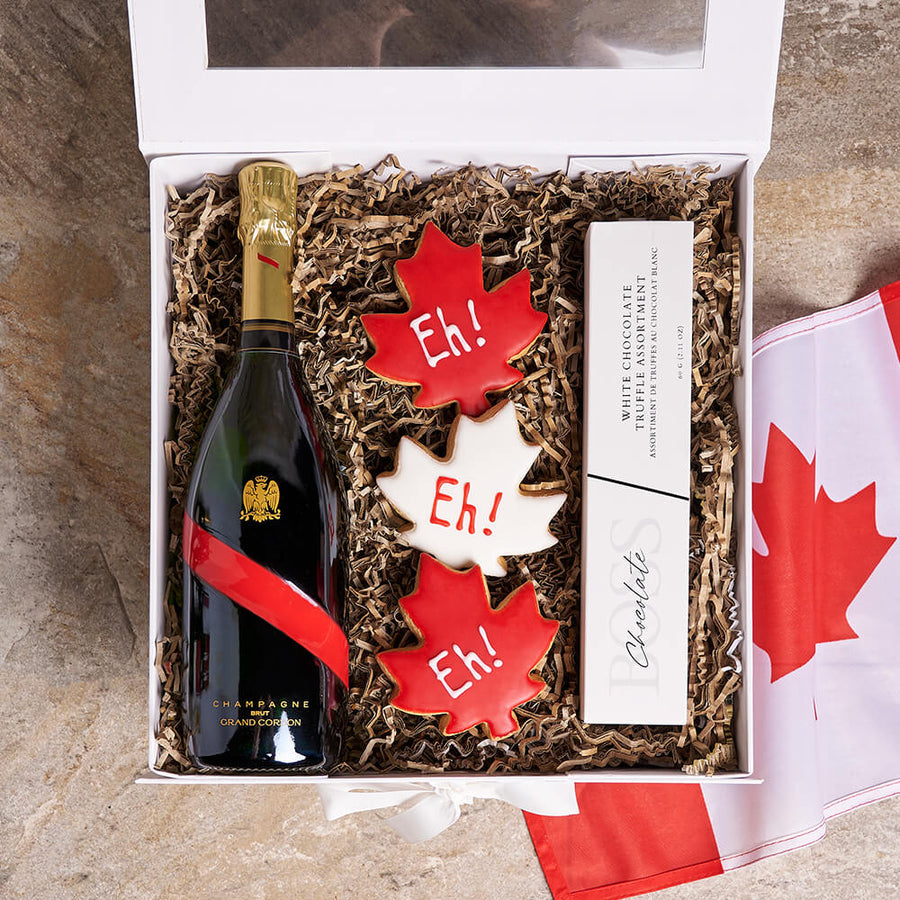 A Canadian Dessert Box, canada day gift, canada day, champagne gift, champagne, sparkling wine gift, sparkling wine, gourmet gift, gourmet