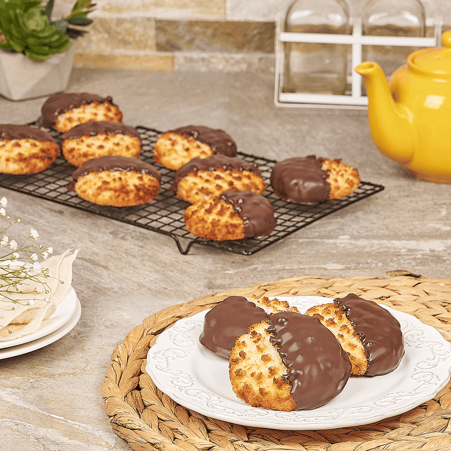 Chocolate Dipped Macaroon, Valentine's Day gifts, cookies, baked goods