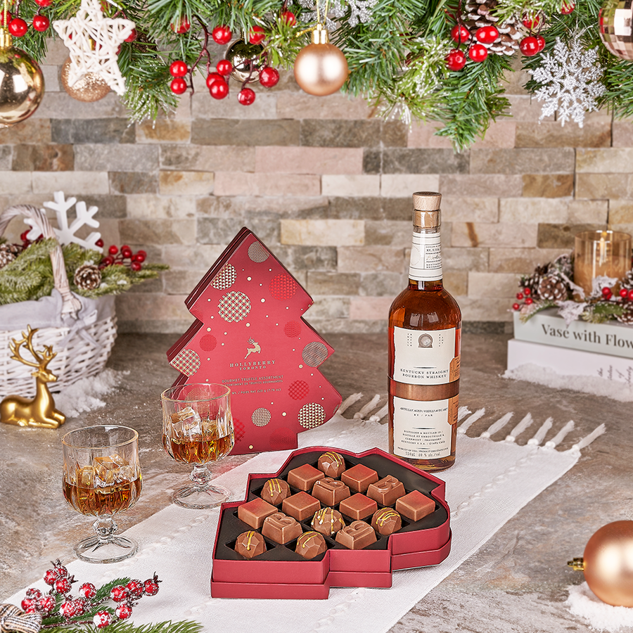 Christmas Spirits & Truffle Gift, christmas gift, christmas, chocolate gift, chocolate, liquor gift, liquor, Canada delivery