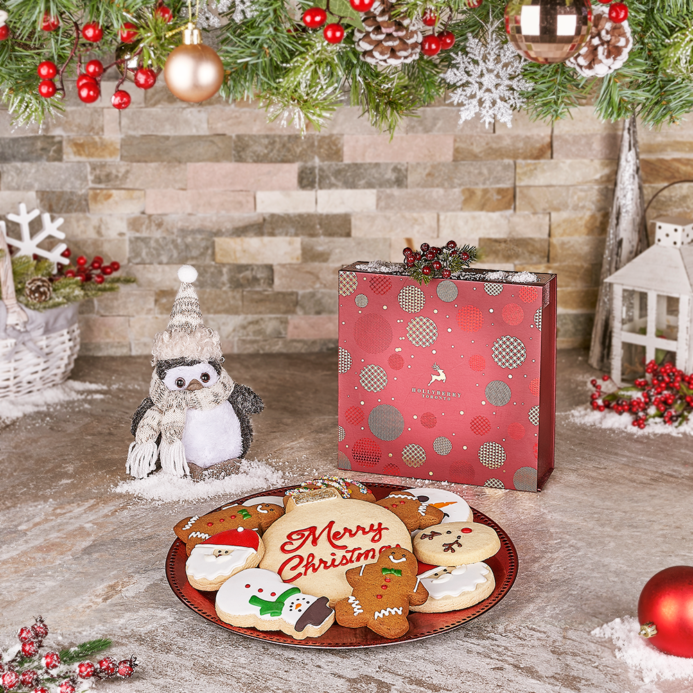 Cookie Penguin Gift Basket, cookie gift, cookie, christmas gift, christmas, Canada delivery, Set 28423-2024