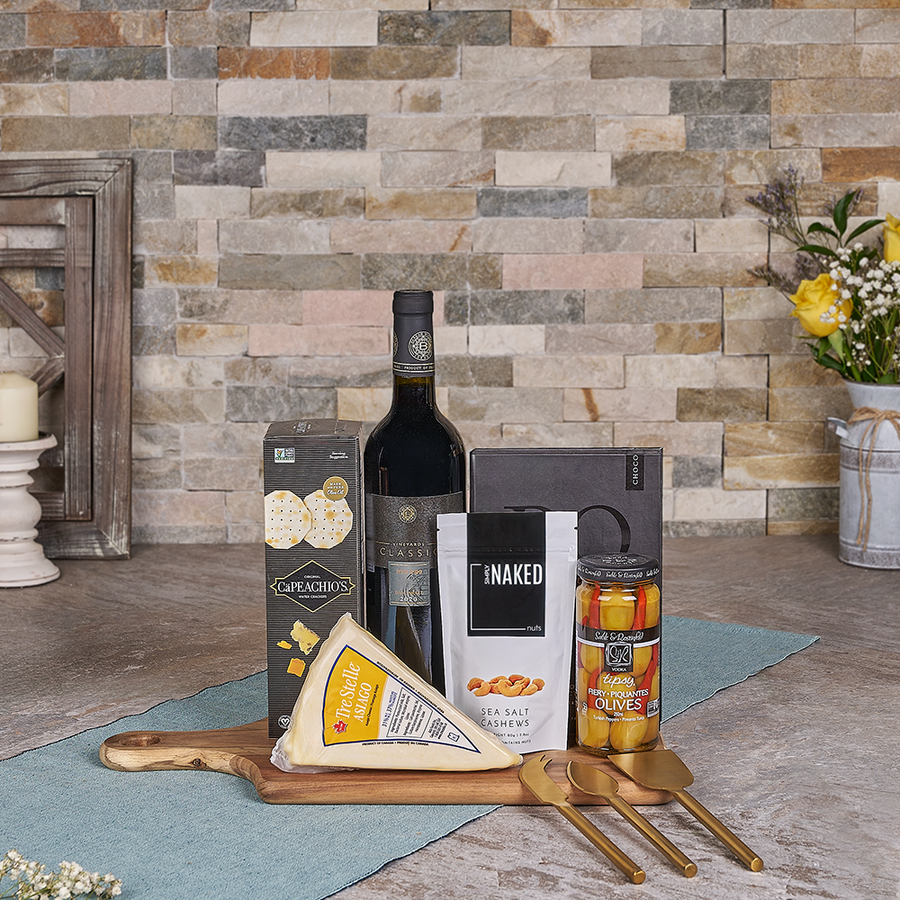 Elegant Kosher Wine & Cheese Basket, kosher gift, kosher, cheese gift, cheese, chocolate gift, chocolate, Canada delivery