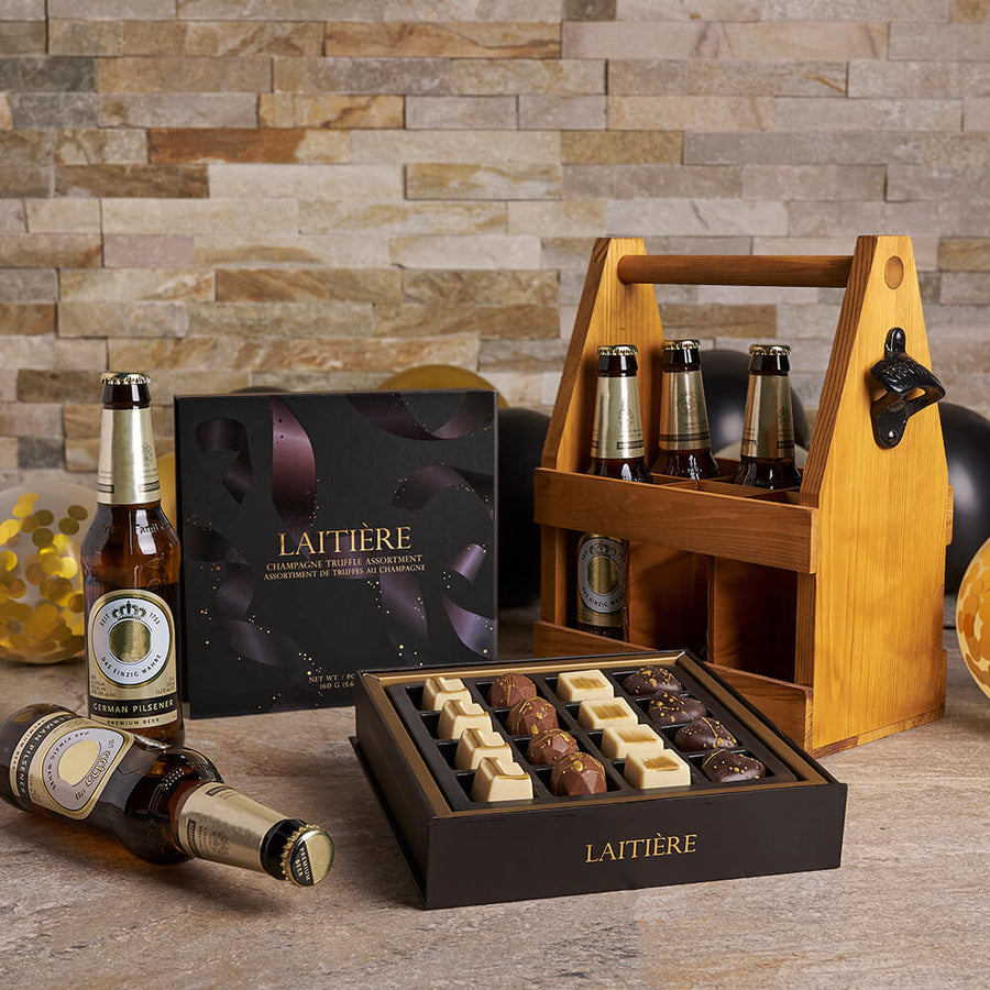 Graduation Six Pack & Truffle Gift, gourmet gift, gourmet, graduation gift, graduation, beer gift, beer, congratulations gift, congratulations