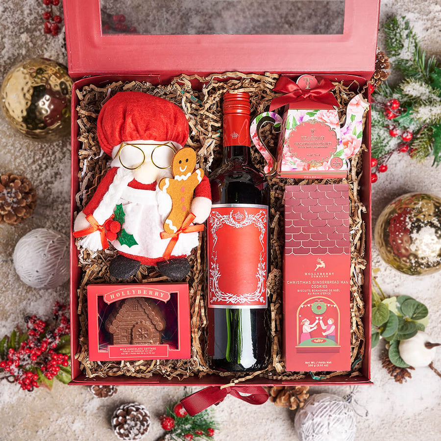 Holiday Wine & Cookie Gift Box, christmas gift, christmas, holiday gift, holiday, gourmet gift, gourmet, wine gift, wine