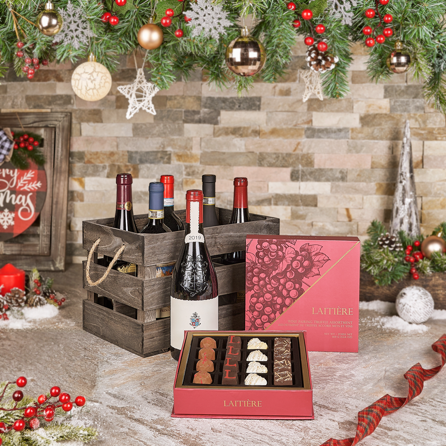 Holiday Prime Minister Wine Crate, wine gift, wine, christmas gift, christmas, holiday gift, holiday, chocolate gift, chocolate, Canada delivery