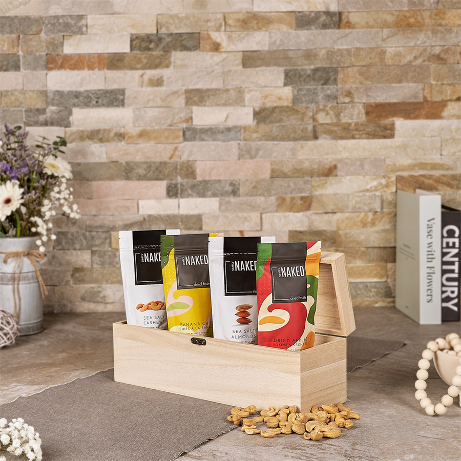 Just Gourmet Snacks Gift Basket, kosher gift, kosher, nuts gift, nuts, dried fruit gift, dried fruit, Canada delivery