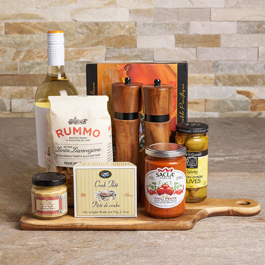 Pasta for Two Gift Basket, wine gift, wine, gourmet gift, gourmet, seafood gift, seafood, pasta gift, pasta