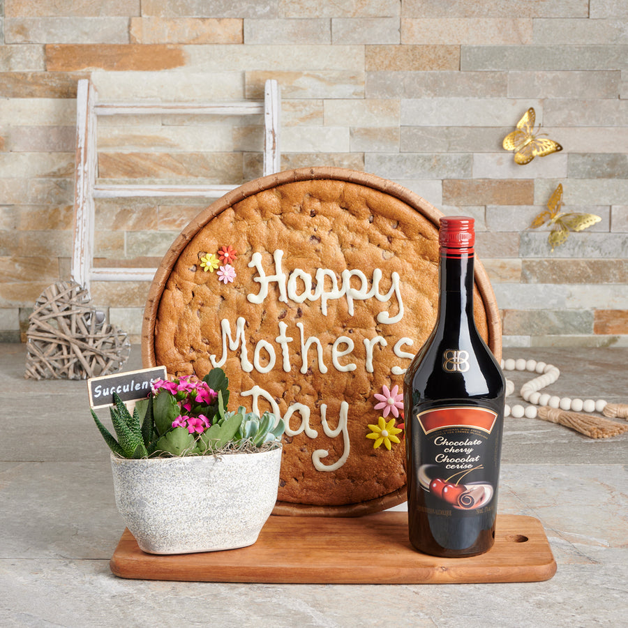 Mother’s Day Liquor & Cookie Gift Set, mother's day gift, plant gift, gourmet gift, liquor gift, mother's day