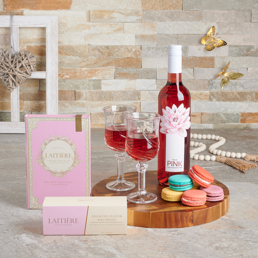 Fantastic Mother’s Day Macaron & Wine Gift Set, wine gift baskets, gourmet gifts, gifts