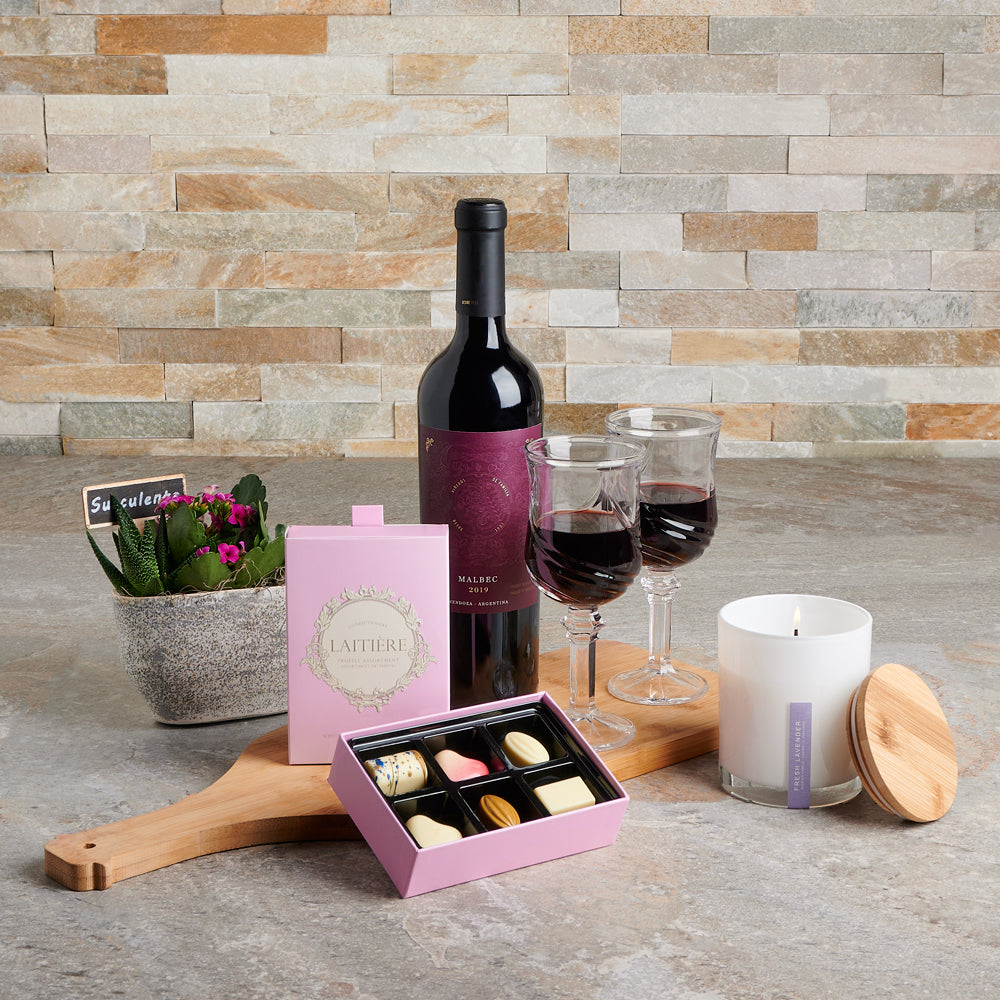 Wine & Chocolate for 2 Gift Basket