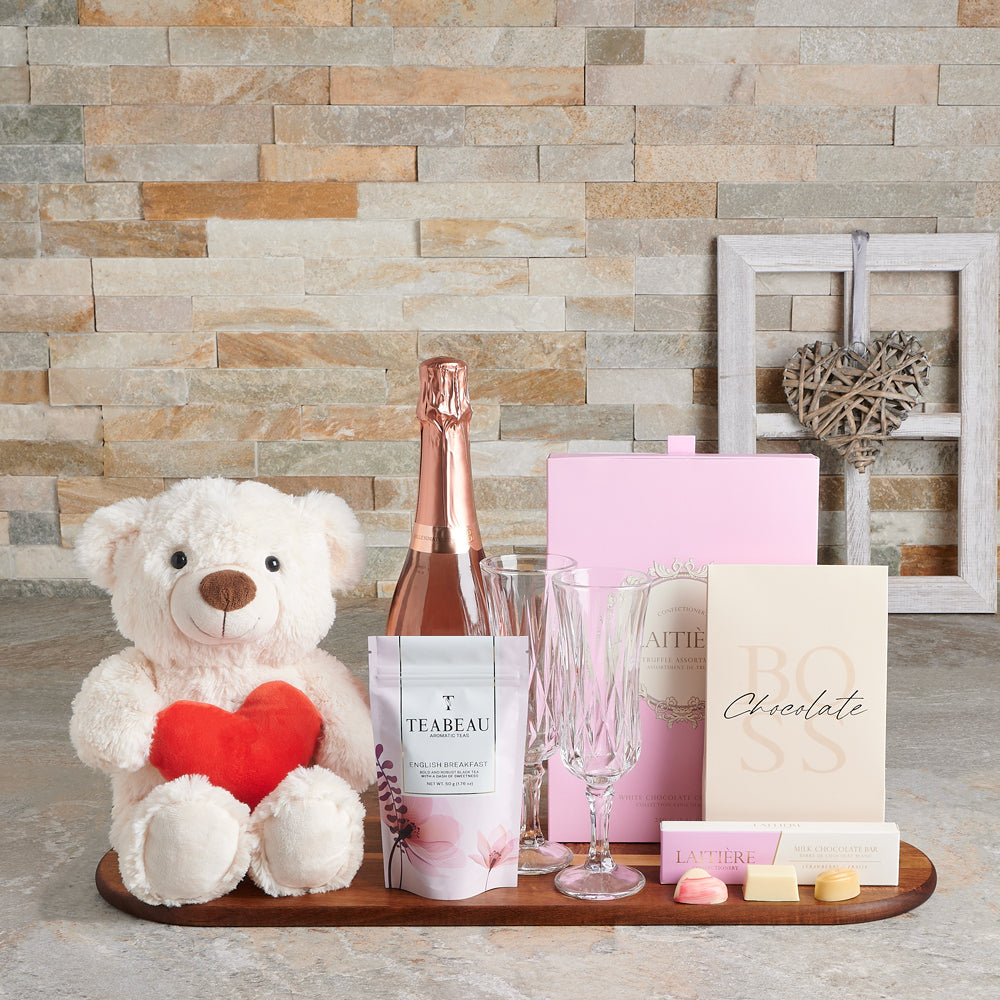 Celebrating Mom Gift Basket, mother's day, mother's day gift, champagne gift, chocolate gift