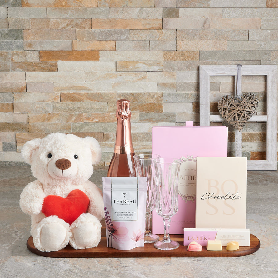 Celebrating Mom Gift Basket, mother's day, mother's day gift, champagne gift, chocolate gift