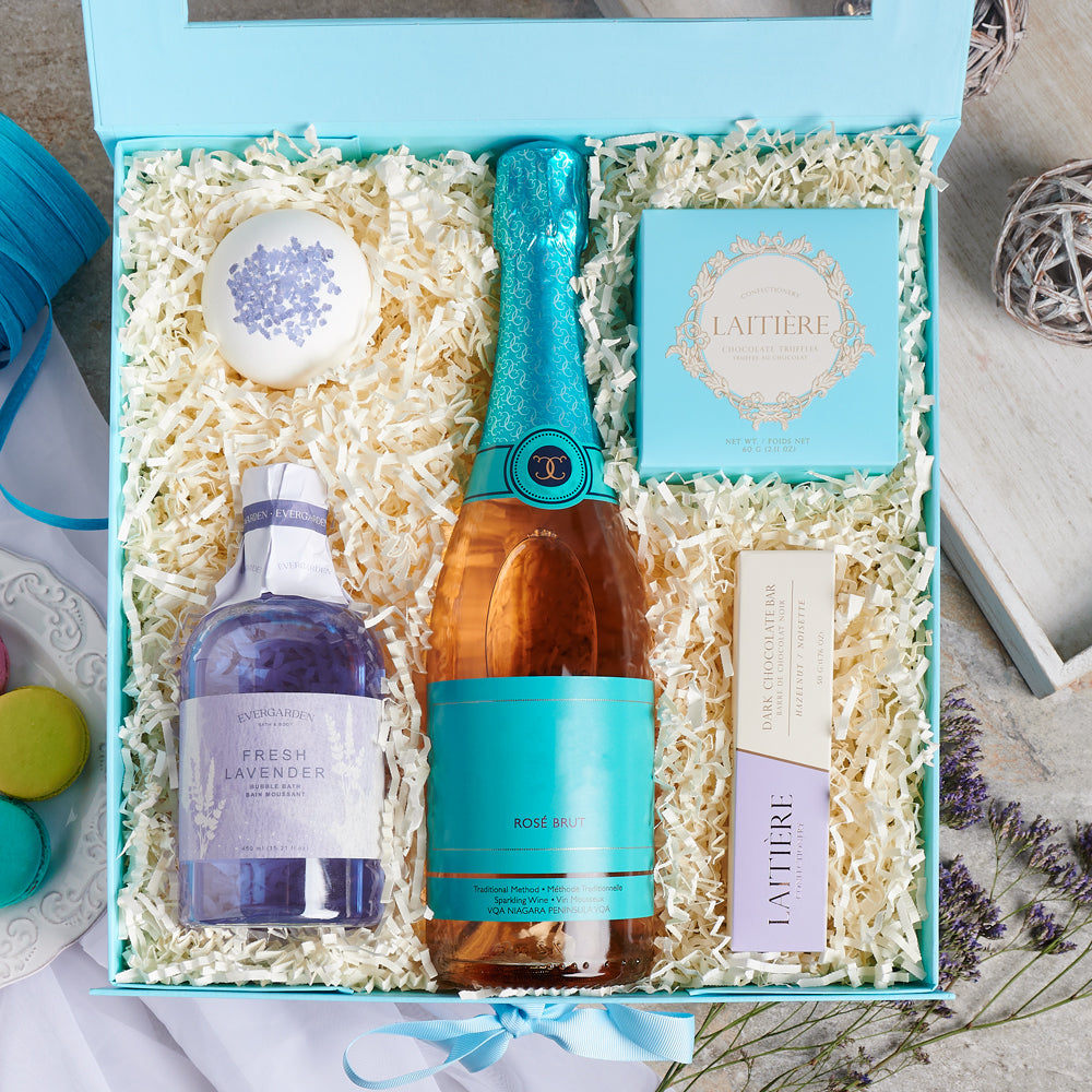 A Special Mother’s Day Gift Basket, mother's day, mother's day gift, spa gift, champagne gift, sparkling wine