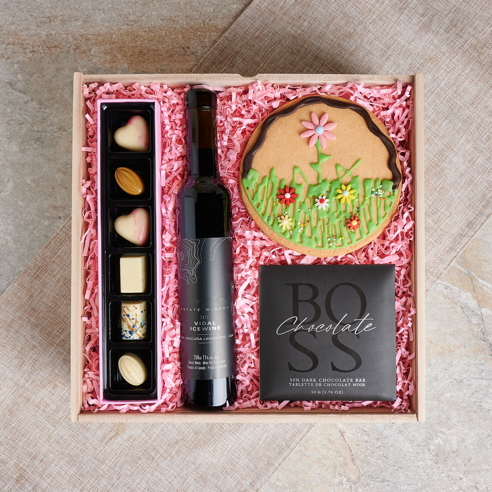 Sweet Love and Wine Gift Basket, gourmet gift, icewine gift, wine gift, mother's day, mother's day gift