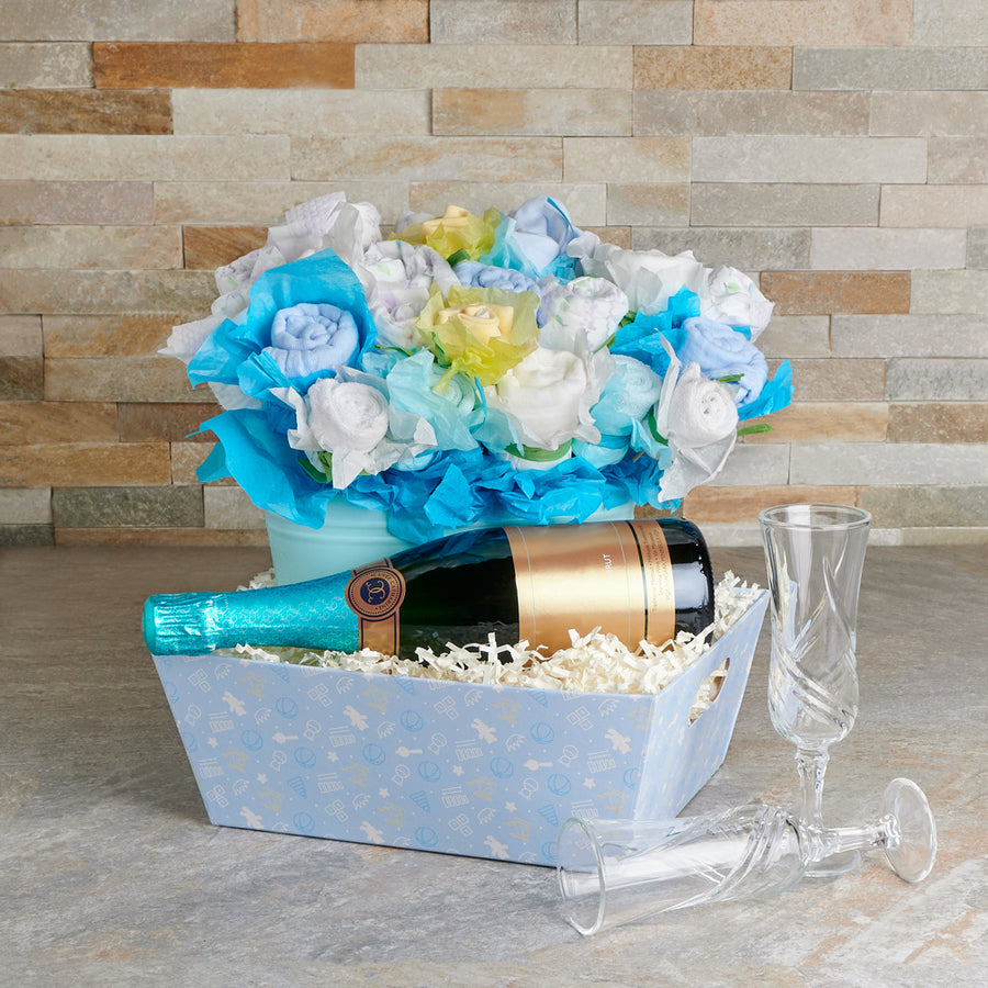 The Congratulations Bouquet for The Baby Boy, baby gift, baby, sparkling wine gift, sparkling wine, champagne gift, champagne, champagne baby gift, baby boy gift, baby boy, baby