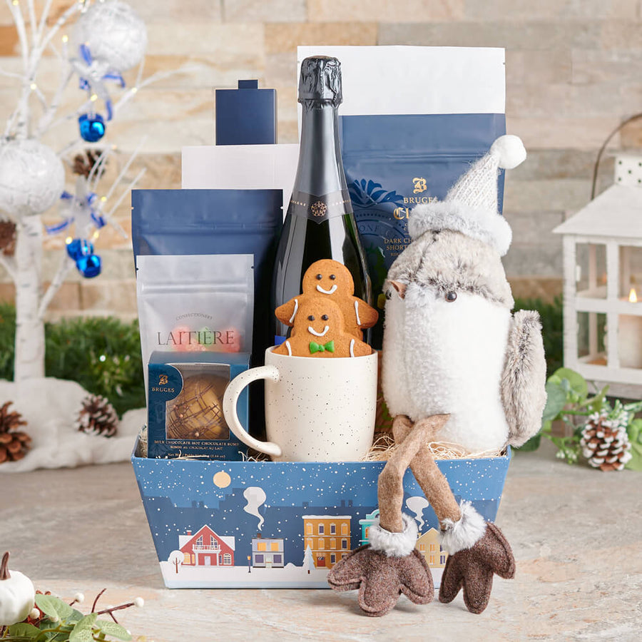 Champagne & Father Christmas Gift Set, christmas gift, christmas, holiday gift, holiday, gourmet gift, gourmet, hot chocolate gift, hot chocolate, champagne gift, champagne, sparkling wine gift, sparkling wine