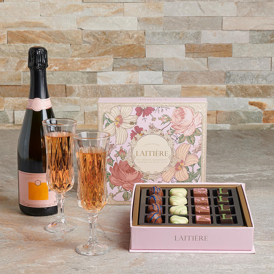 Cheers To Champagne & Chocolate Gift, champagne gifts, champagne, sparkling wine gift, sparkling wine, chocolate gift, chocolate, truffle gift, truffles