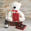 Charming Chocolate & Bear Gift Set With Champagne, Valentine's Day gifts, chocolate gifts, sparkling wine gifts