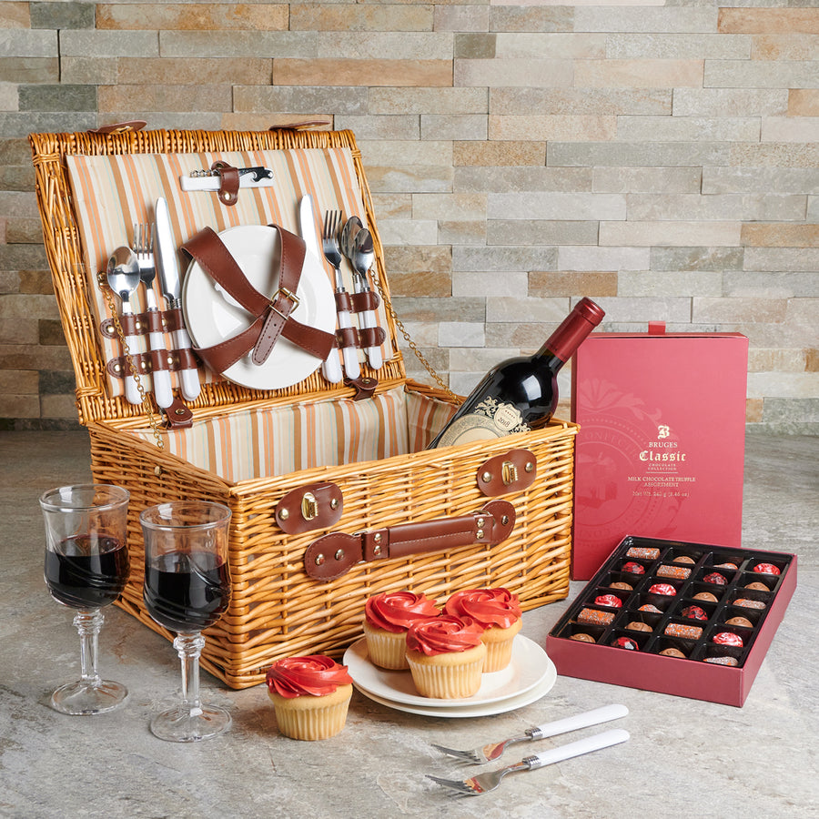 Wine and Snacks Gift Basket, Valentine's Day gifts, chocolate gifts, wine gifts