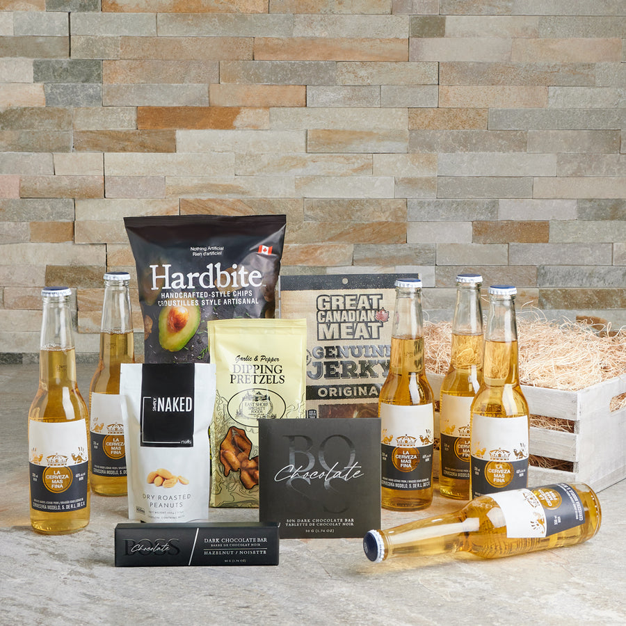 Enduring Snack & Beer Gift Crate, beer gifts, gourmet gift baskets, gourmet snacks