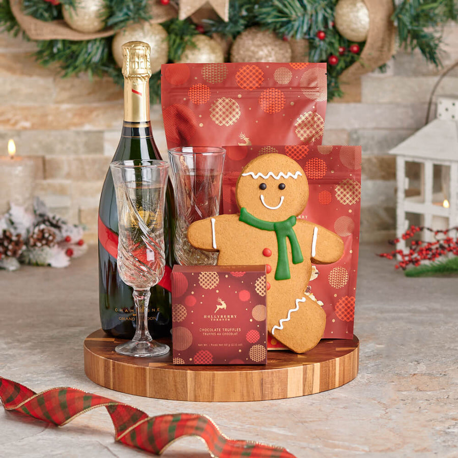 Holiday Champagne & Treats Gift Set, christmas gift, christmas, holiday gift, holiday, champagne gift, champagne, sparkling wine, sparkling wine, chocolate gift, chocolate, gourmet gift, gourmet