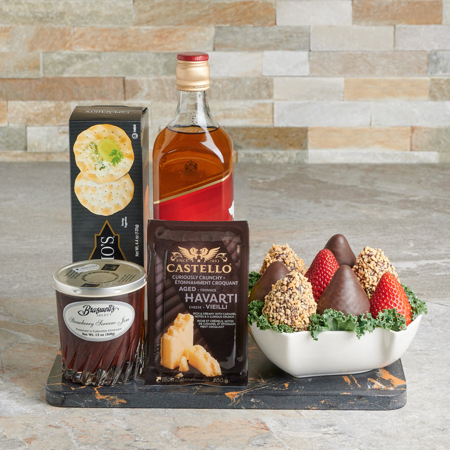 The Won’t You Be Mine Wine Valentine’s Gift, Valentine's Day gifts, chocolate covered strawberries, spirits