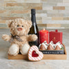 Champagne, Chocolate Strawberries, and Romance Gift, Valentine's Day gifts, sparkling wine gifts, plush gifts, chocolate covered strawberries