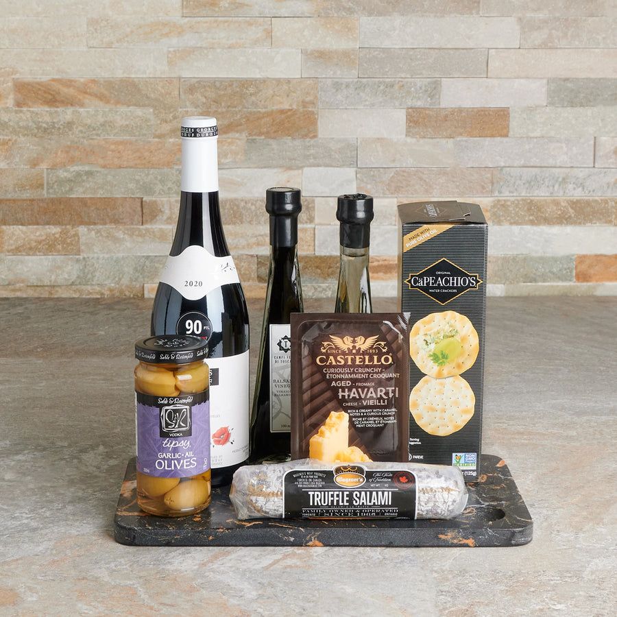 Whimsical Charcuterie Wine Gift, gourmet gift, gourmet, wine gift, wine, wine and cheese gift, wine and cheese