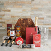 CONGRATULATIONS GIFT BASKET WITH CHAMPAGNE, champagne, sparkling wine, champagne gift, sparkling wine gift, charcuterie, gourmet gift