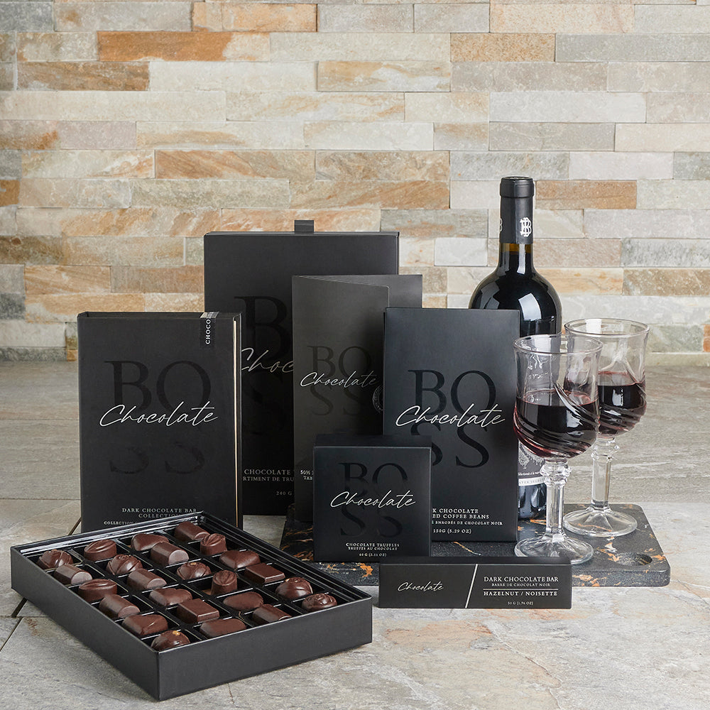 The Dessert Indulgence Gift Set, chocolate gift, wine gift, wine and chocolate gift, wine, chocolate, gourmet gift