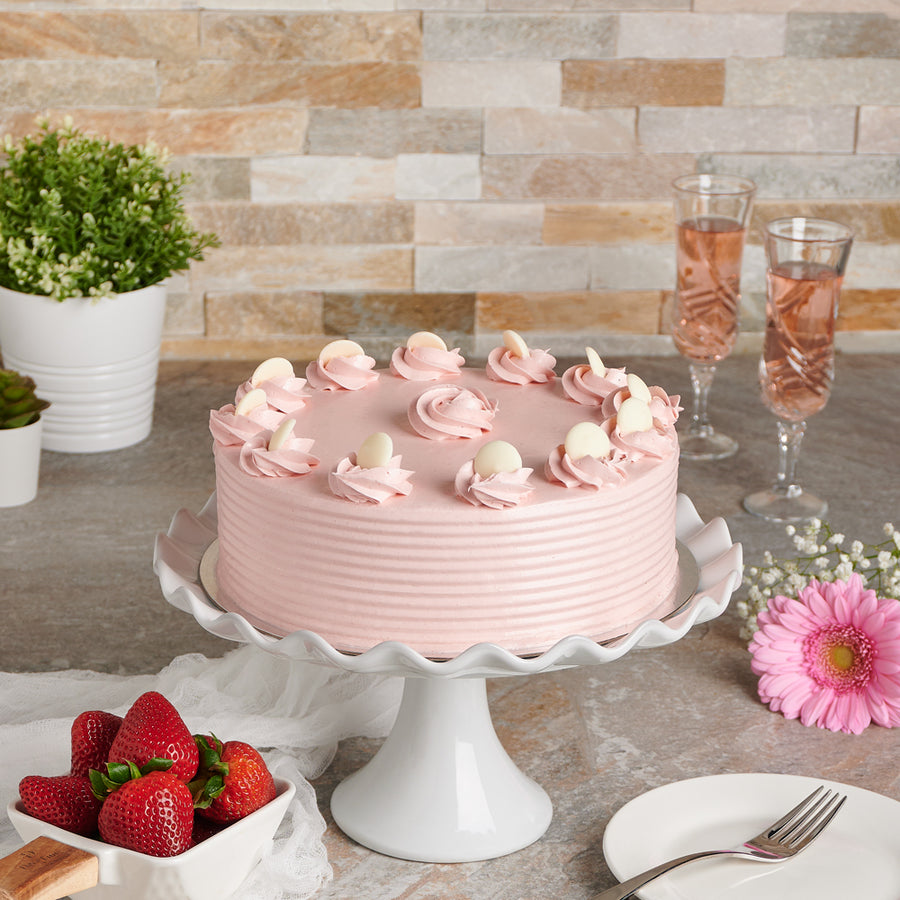 Large Vanilla Cake with Strawberry Buttercream, cake delivery, cake gift, cake, gourmet gift, gift basket, gift basket delivery