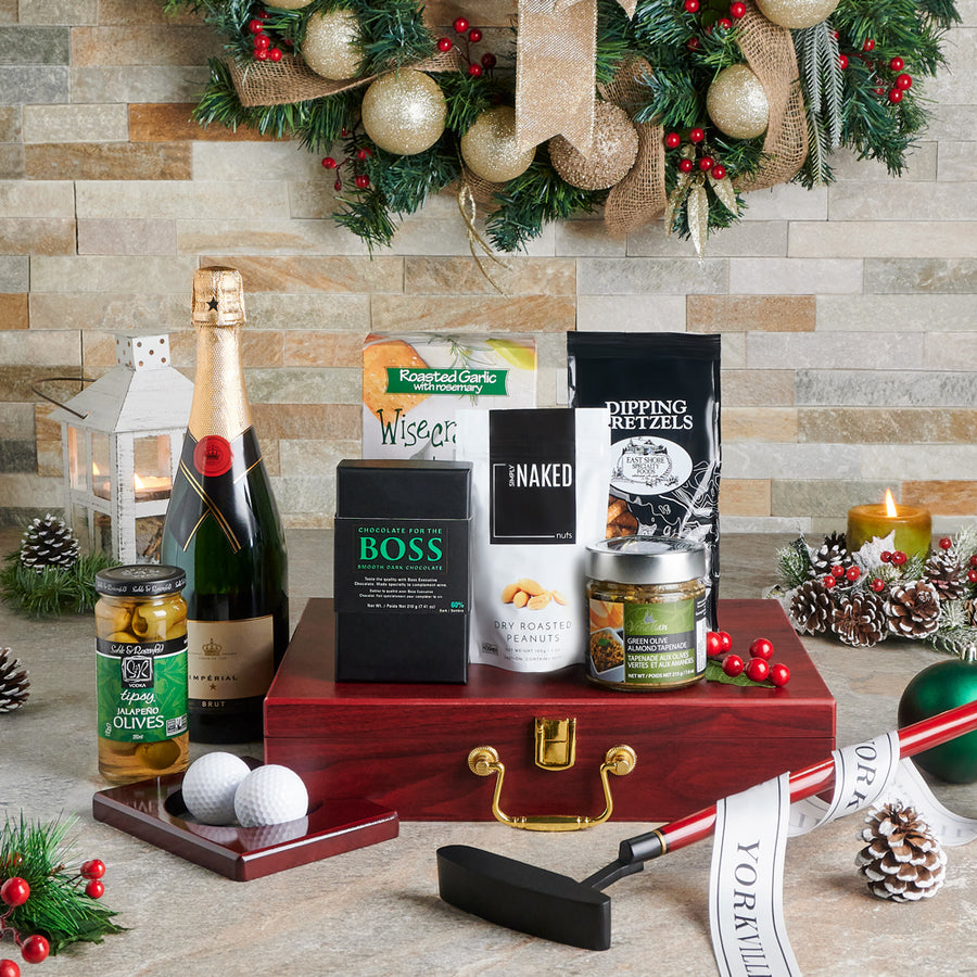golf, Chocolate, gourmet, gifts, gourmet, Sparkling Wine, Champagne Gift Basket, Champagne, champagne basket delivery, delivery champagne basket, christmas golf canada, canada christmas golf, toronto