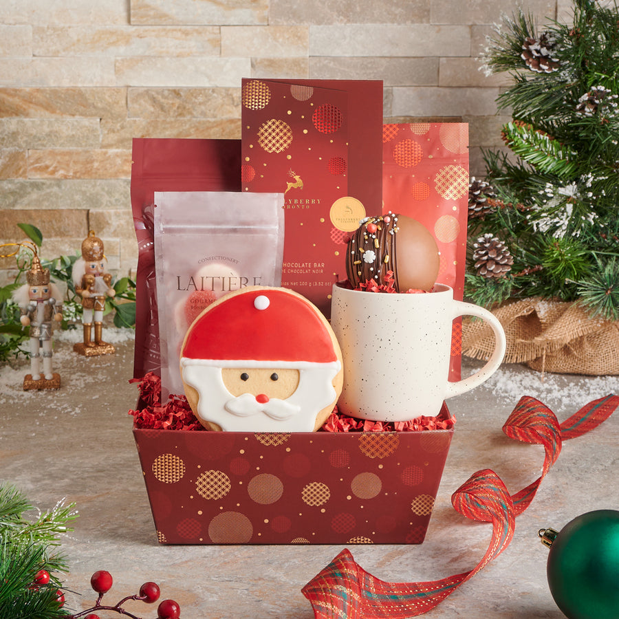 Hot Chocolate & Treats Christmas Gift Basket, Christmas gift baskets, chocolate, gourmet gift, gourmet, christmas gift basket, christmas gift, christmas, holiday gift basket, holiday gift, holiday, chocolate gift, chocolate