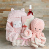 Cozy Parent & Baby Girl Gift Basket, baby gift, baby, baby girl gift, baby girl, wine gift, wine, baby shower gift, baby shower