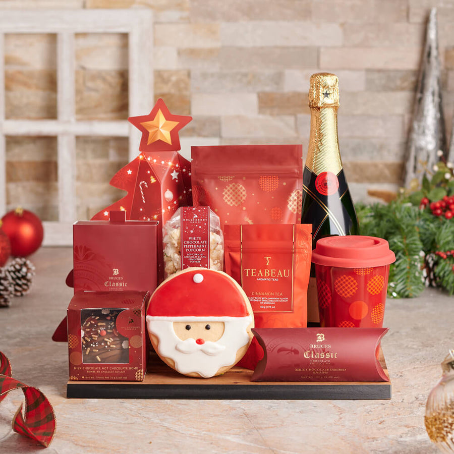 Sweet Santa & Champagne Christmas Gift Set, christmas gift, christmas, holiday gift, holiday, champagne gift, champagne, sparkling wine gift, sparkling wine, gourmet gift, gourmet