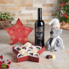 Wine & Chocolate Christmas Basket, christmas gift, christmas, holiday gift, holiday, wine gift, wine, chocolate gift, chocolate, plush gift, plush