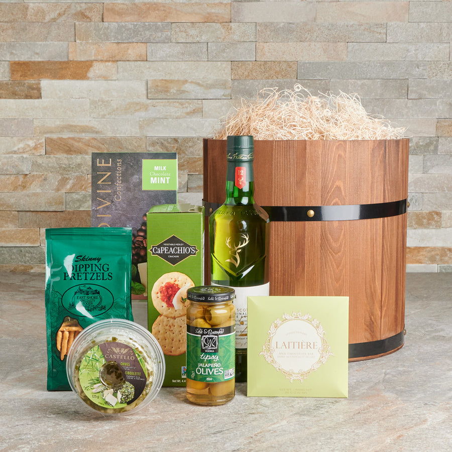 olives, crackers, Liquor Gift Basket, Liquor, Chocolate, liquor gift basket delivery, delivery liquor gift basket, liquor basket canada, canada liquor basket, toronto