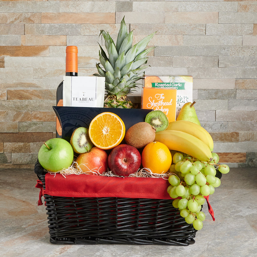 Wine Gift Basket, wine, Fruits Gift Basket, Fruit, cookies, Chocolate, gourmet, gourmet gifts, fruits gift basket delivery, delivery fruits gift basket, wine basket canada, canada wine basket, toronto