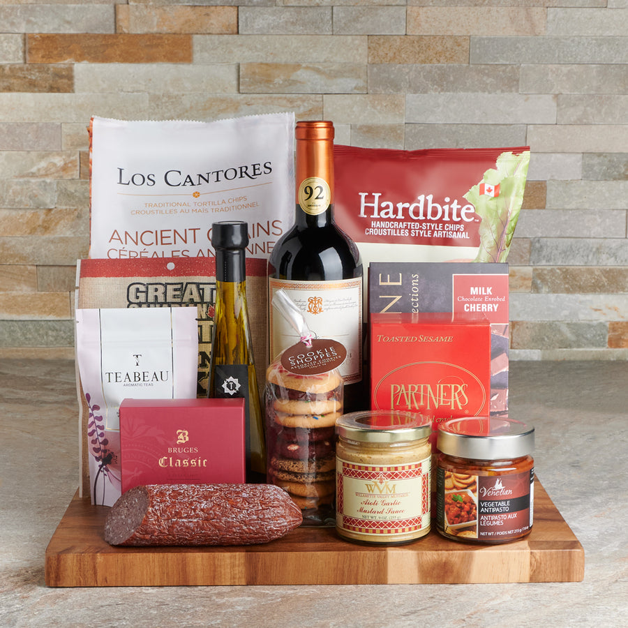 The Delicious Festive Season Gift Set with Wine, Wine Gift Baskets, Gourmet Gift Baskets, Canada Delivery