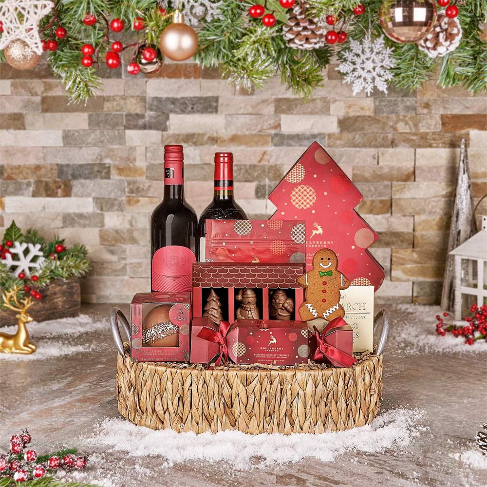 Candy Cane Christmas Wine Basket