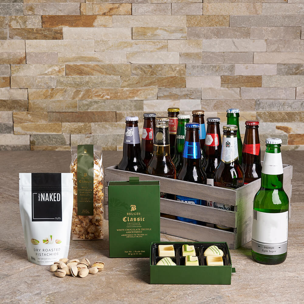 Assorted Brew &amp; Goodie Crate, beer gift, beer, gourmet gift, gourmet