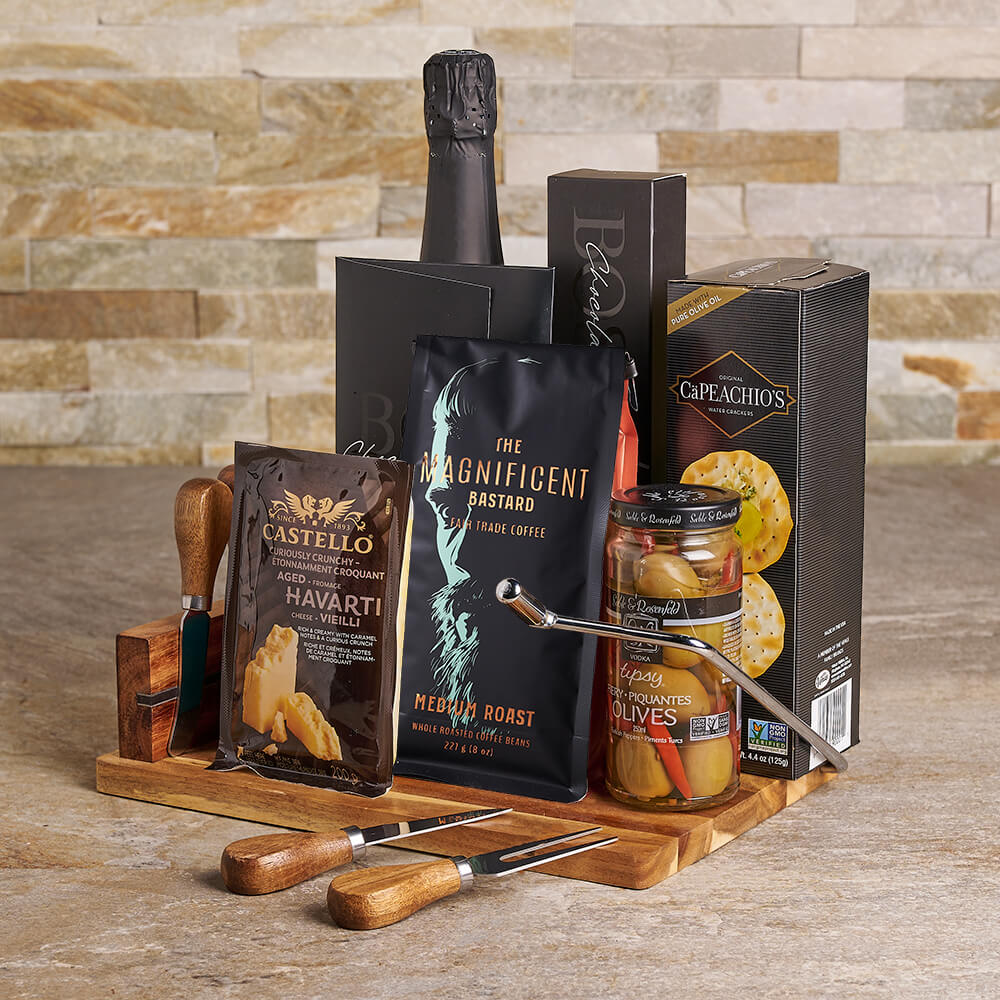 Weekend Unwind Champagne & Charcuterie Gift Board, champagne gift, champagne, sparkling wine gift, sparkling wine, gourmet gift, gourmet