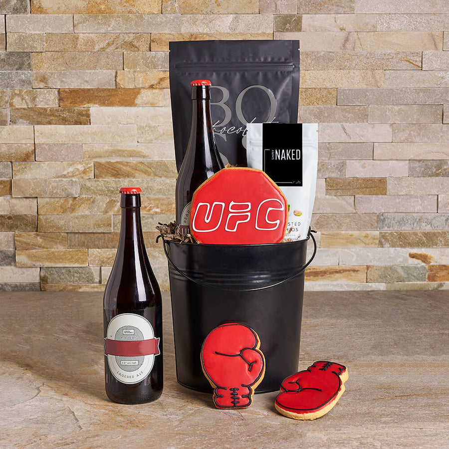 Boxing & Beer Gift Bucket, beer gift, beer, cookie gift, cookie, boxing gift, boxing, sports gift, sports