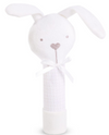 This cream-coloured Bunny rattle toy is a sweet gift for a newborn that is sure to delight. With a plush exterior, this toy is soft and cute.