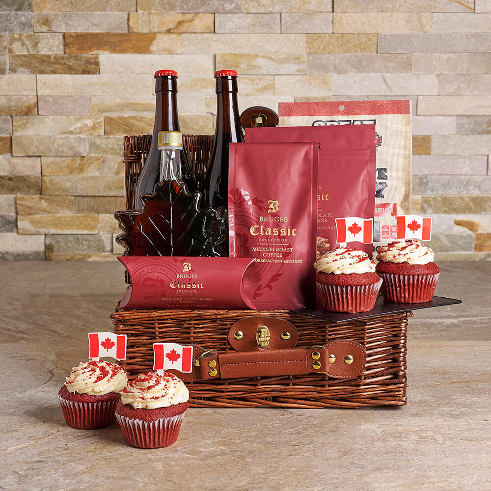 Canada Day Picnic &amp; Cupcake Basket, gourmet gift, gourmet, beer gift, beer, canada day gift, canada day