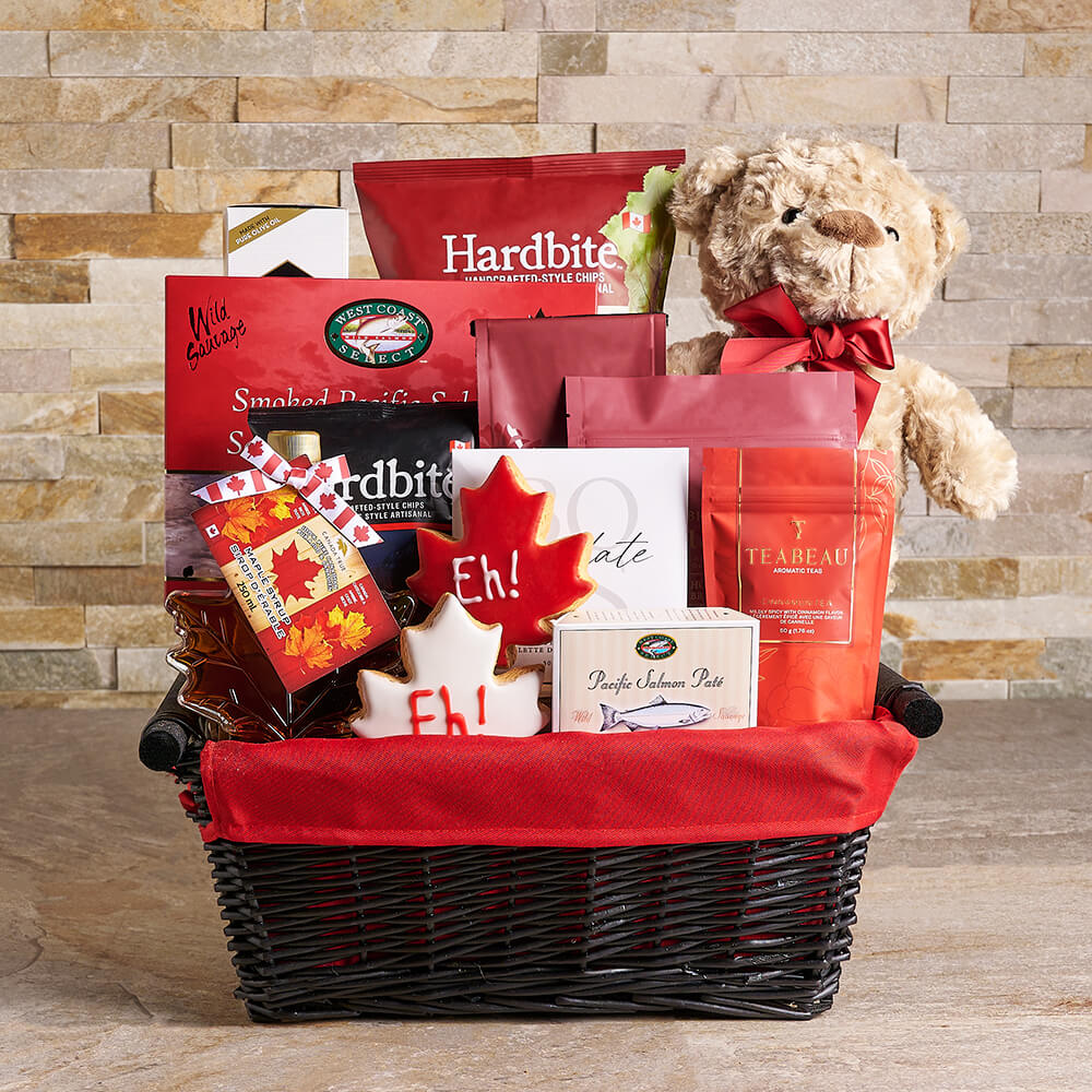Celebrating Canada Gift Basket, canada day gift, canada day, gourmet gift, gourmet, coffee gift, coffee, tea gift, tea