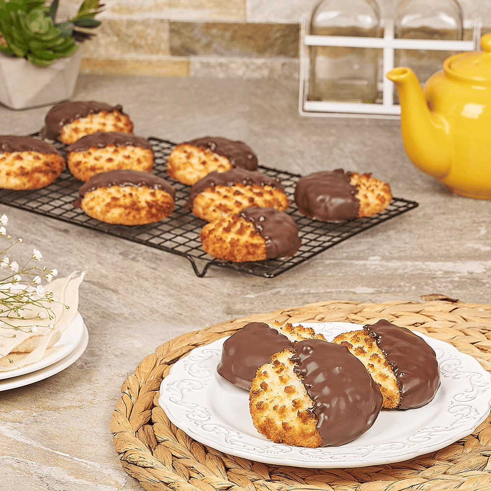 Chocolate Dipped Macaroon, Valentine's Day gifts, cookies, baked goods