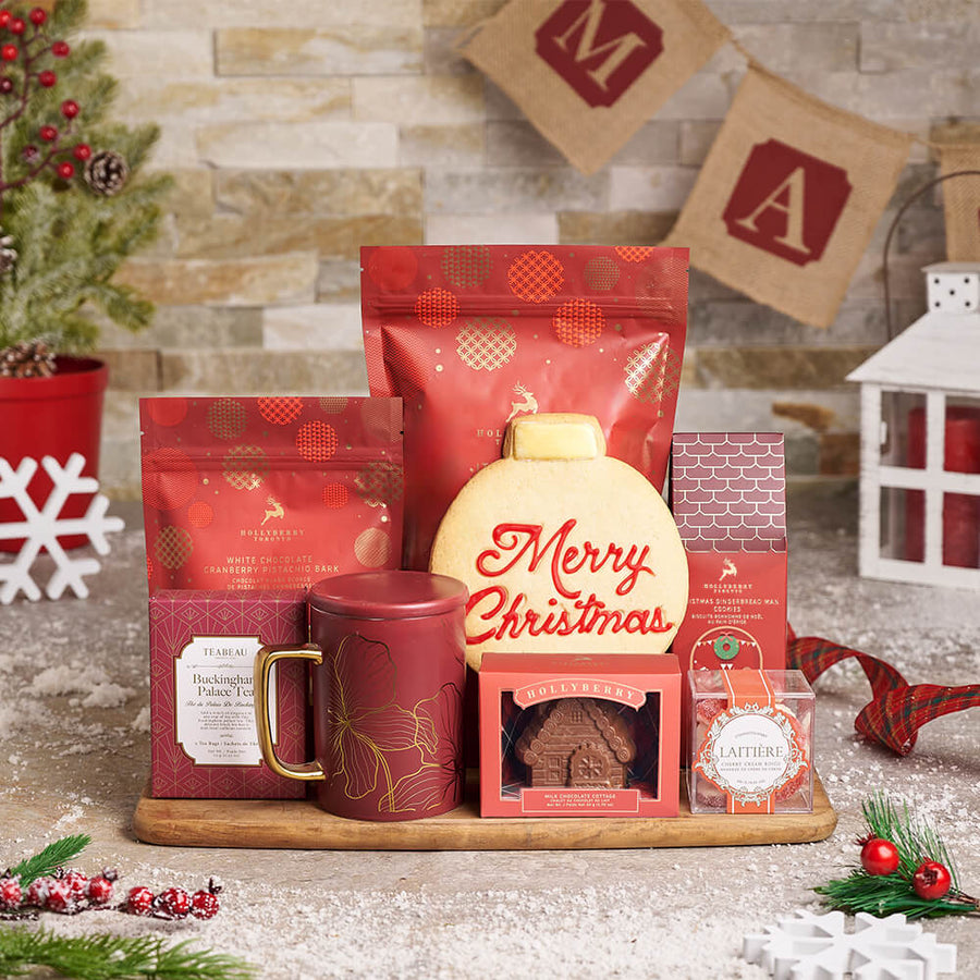 Christmas Cookies & Treats Basket, christmas gift, christmas, holiday gift, holiday, tea gift, tea, gourmet gift, gourmet