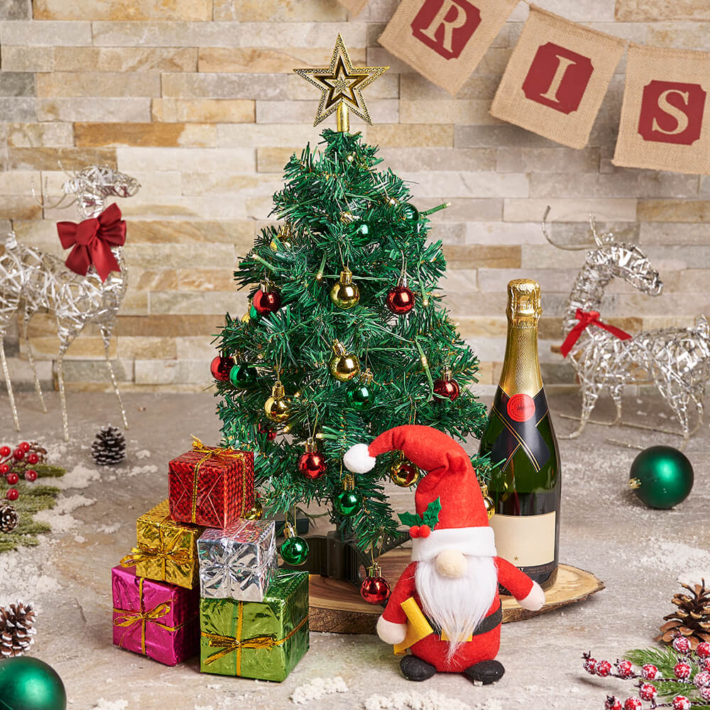 Christmas Tree &amp; Champagne Gift, christmas gift, christmas, holiday gift, holiday, champagne gift, champagne, sparkling wine gift, sparkling wine