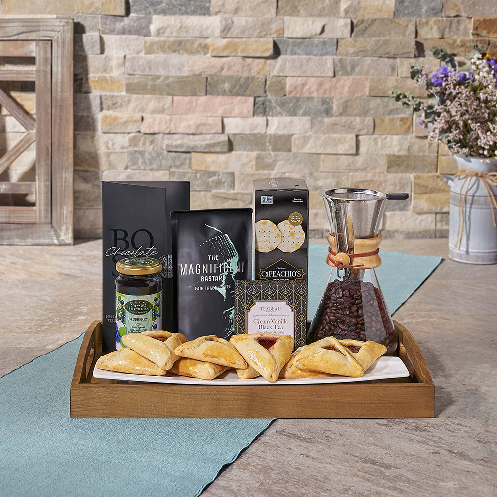 Coffee &amp; Snacks Purim Gift Basket, kosher gift, kosher, purim gift, purim, tea gift, tea, coffee gift, coffee, Canada delivery