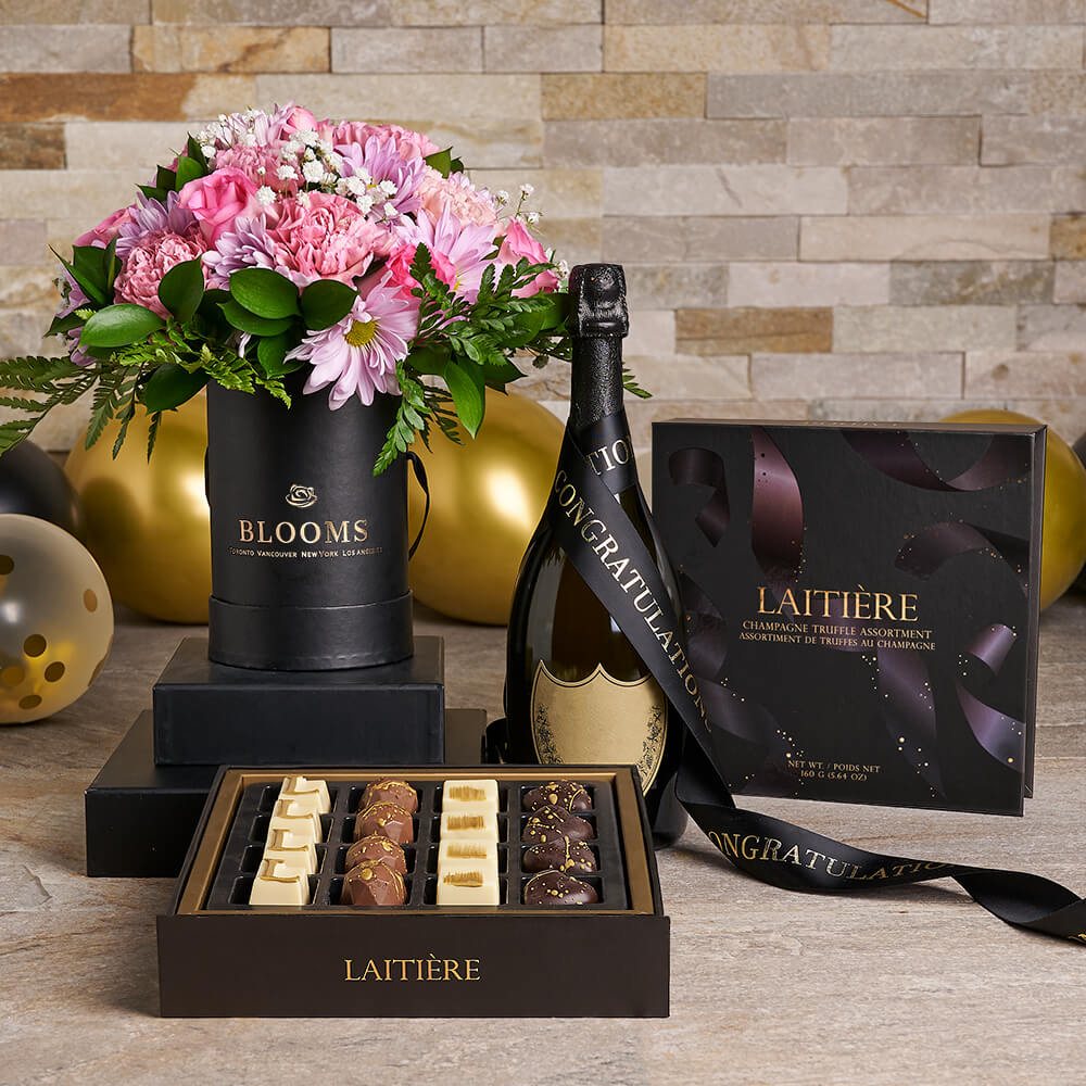 Congratulations To The Recent Graduate, graduation gift, graduation, chocolate gift, chocolate, flower gift, flowers, champagne gift, champagne, sparkling wine gift, sparkling wine